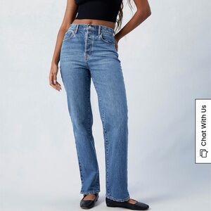 PacSun High-Rise Straight Leg Jeans in Medium Blue